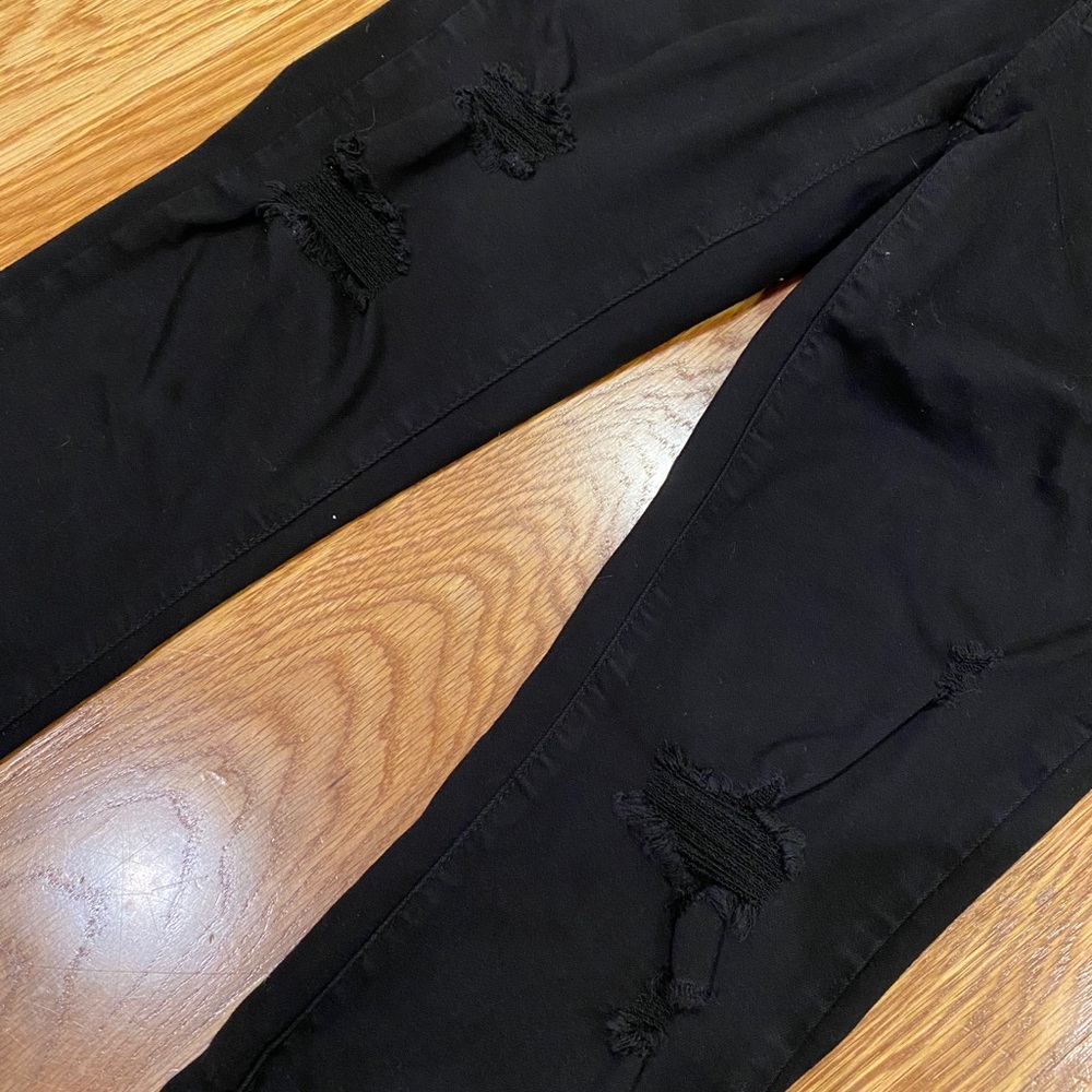 Paige black denim skinny jeans with rips